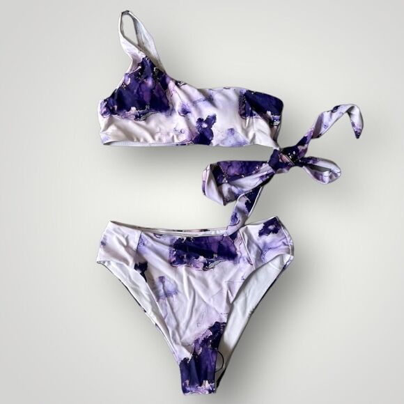 5 for $40  Shein Swimsuit Two Pieces Women Size S Marble Print - Picture 1 of 5